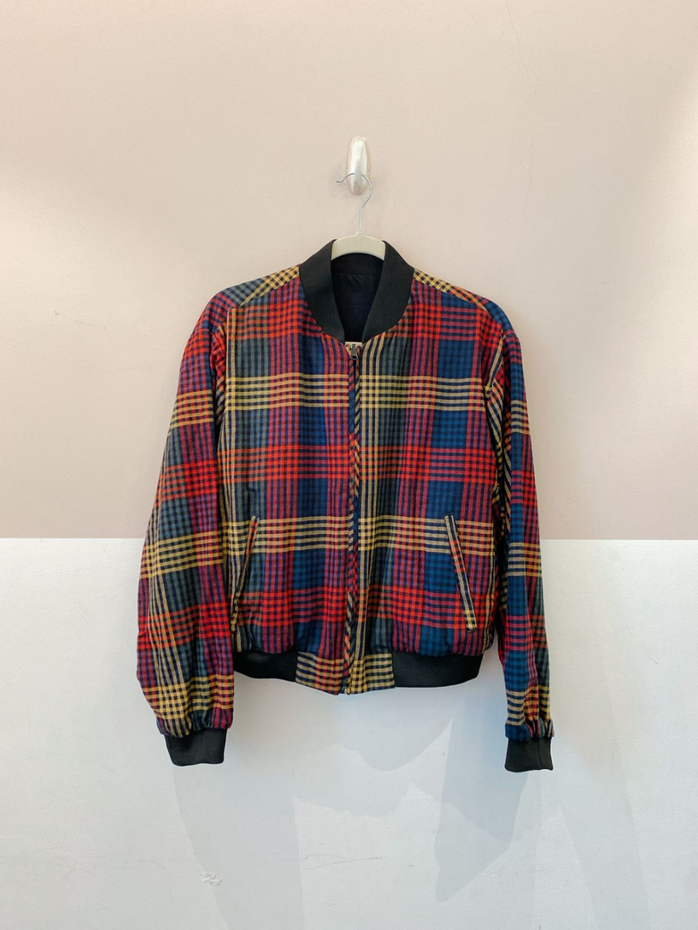 Jaqueta bomber xadrez colorida M