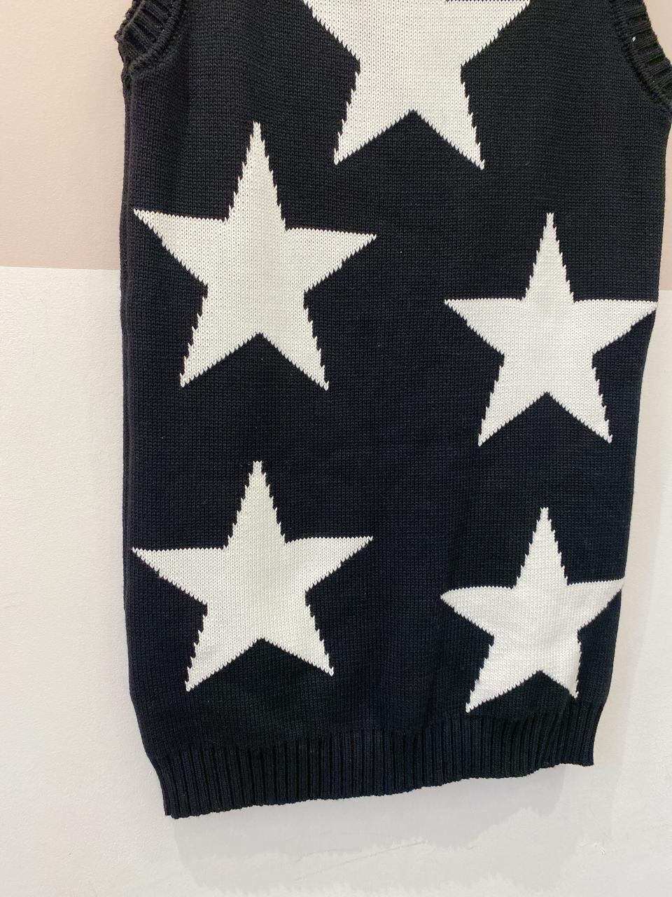 Colete tricot alongado estrelas Eva P