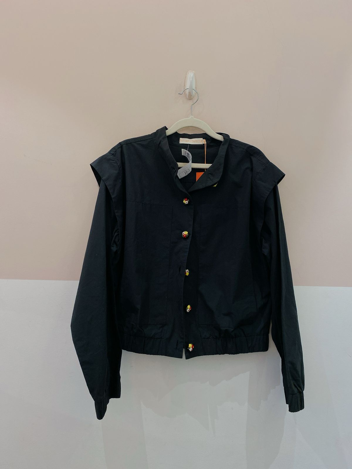 Jaqueta preta tricoline botões Pitta G