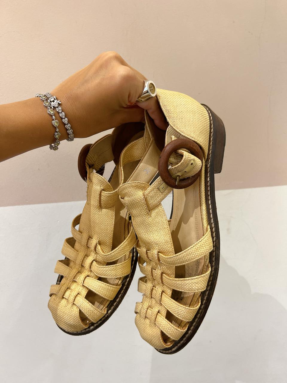 Sandália fishermann palha Marcela B 38