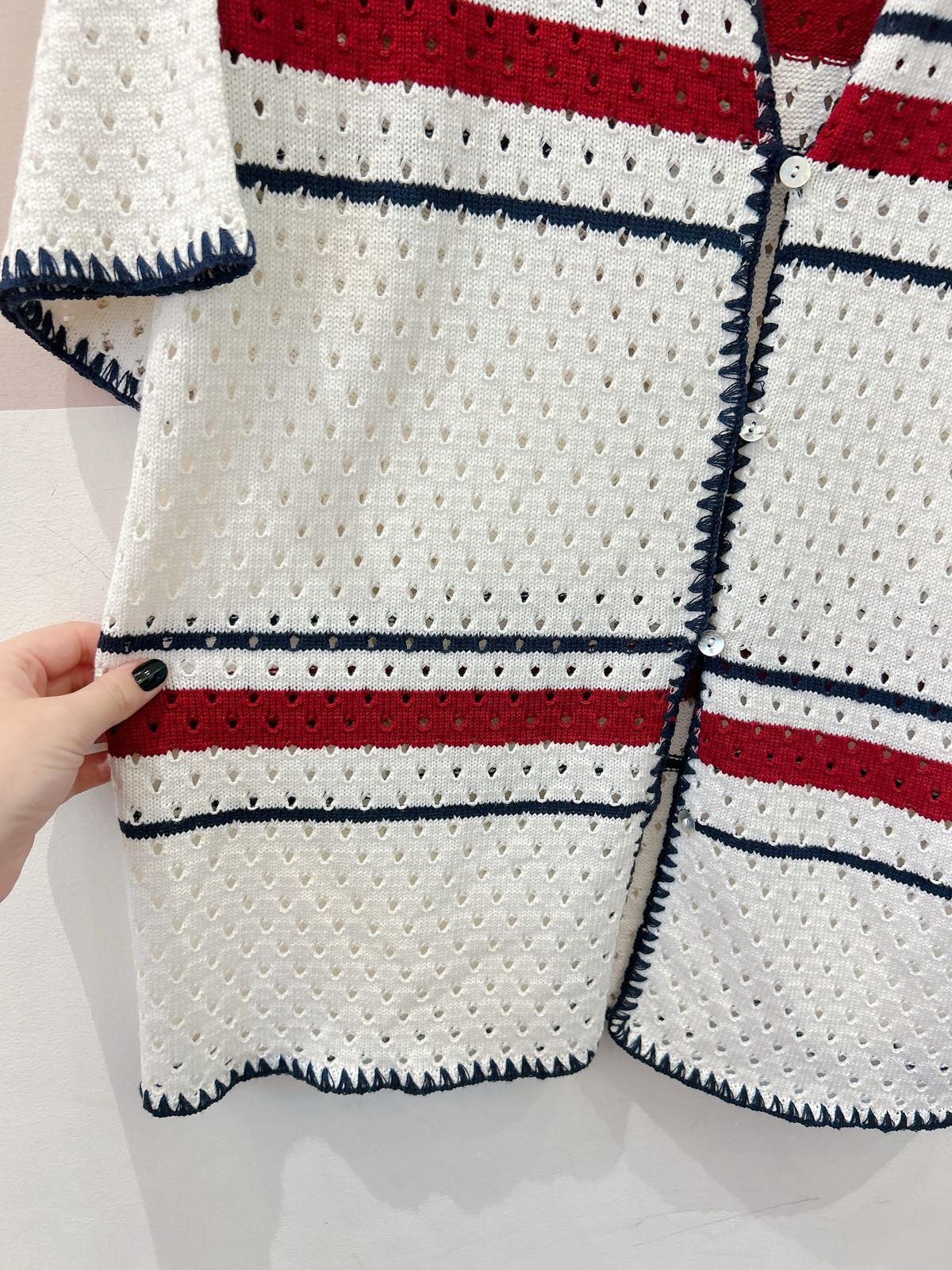 Camisa tricot branca listras Valônia Véras G