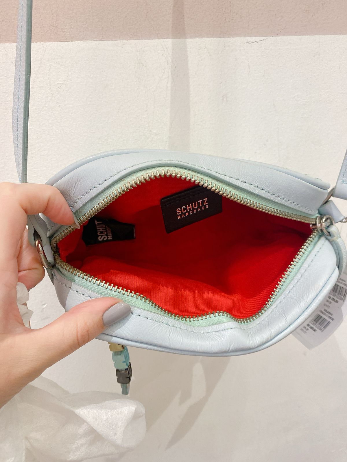 Bolsinha tiracolo verde-água Schutz