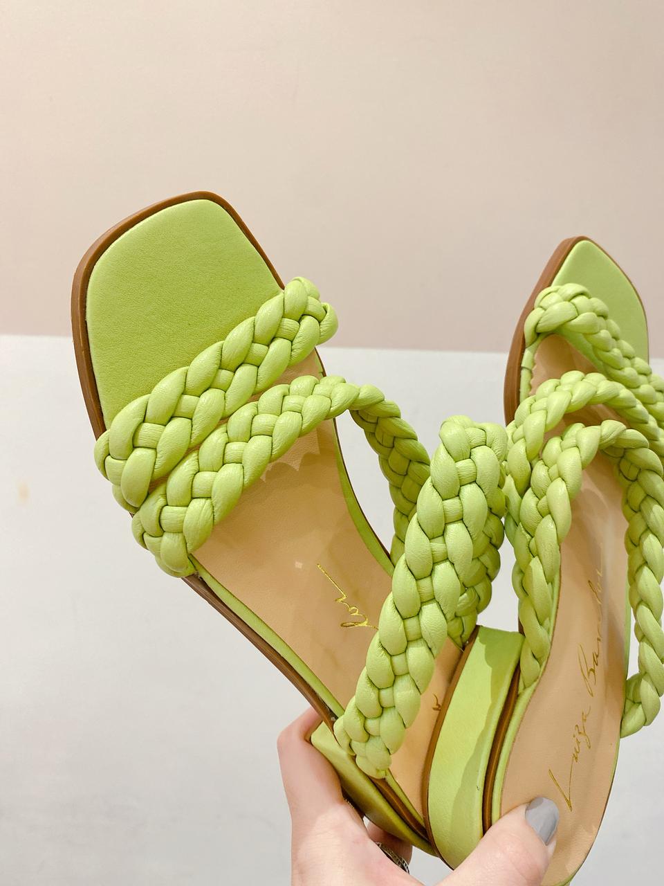 Tamanco verde trançado Luiza Barcelos 37