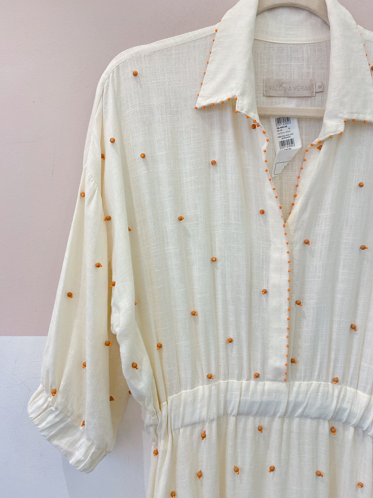 Vestido midi off bordado Valônia Veras M