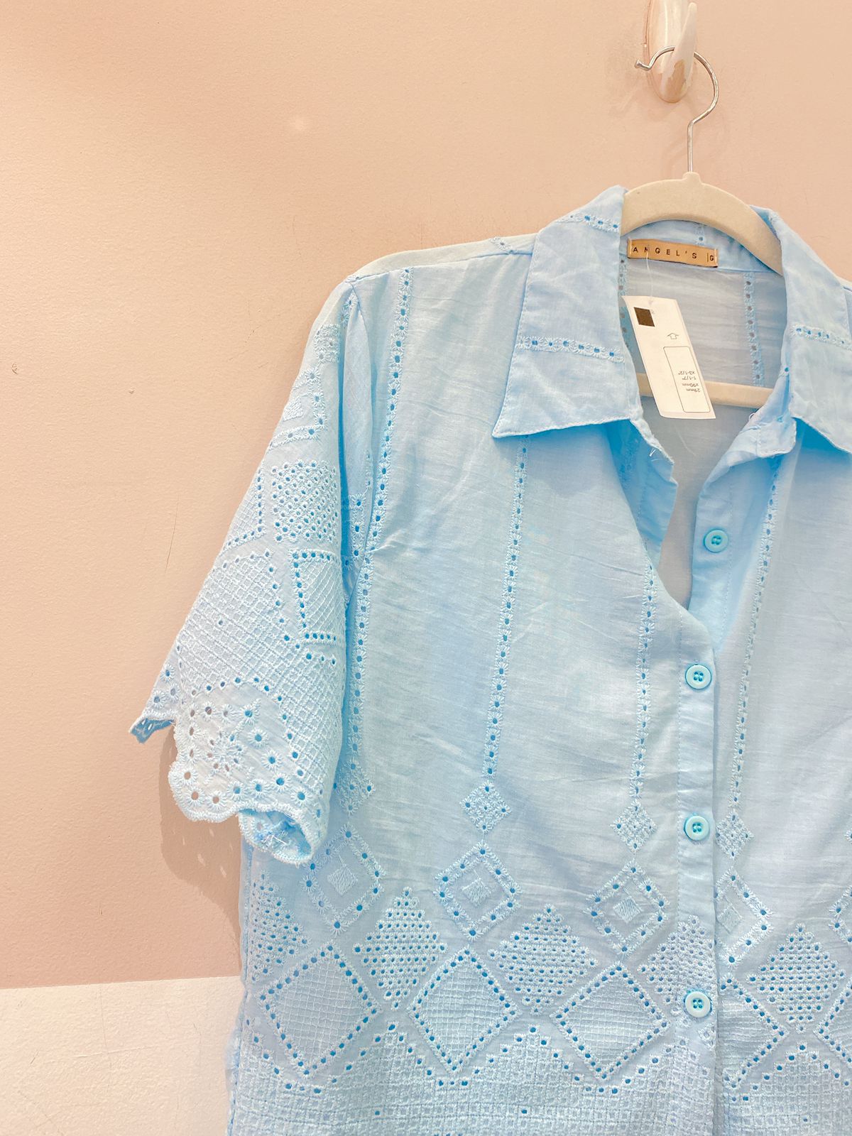 Camisa curta azul bebê Angel’s G