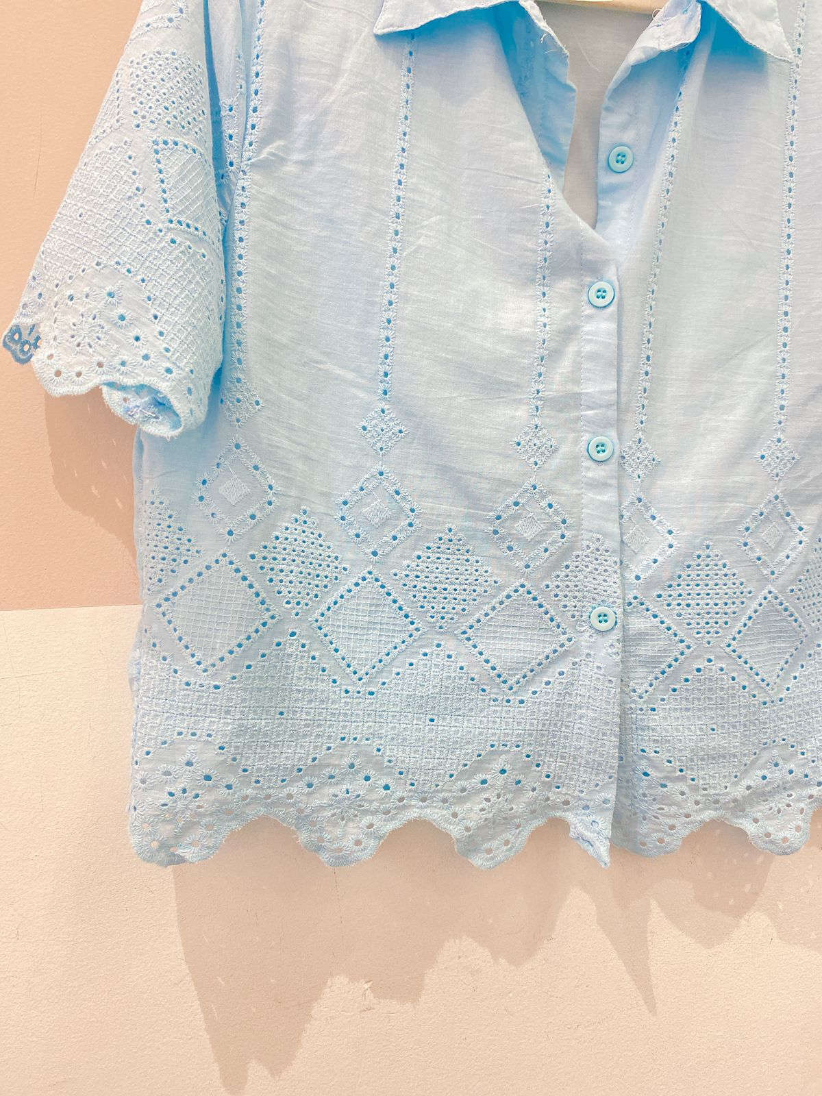 Camisa curta azul bebê Angel’s G