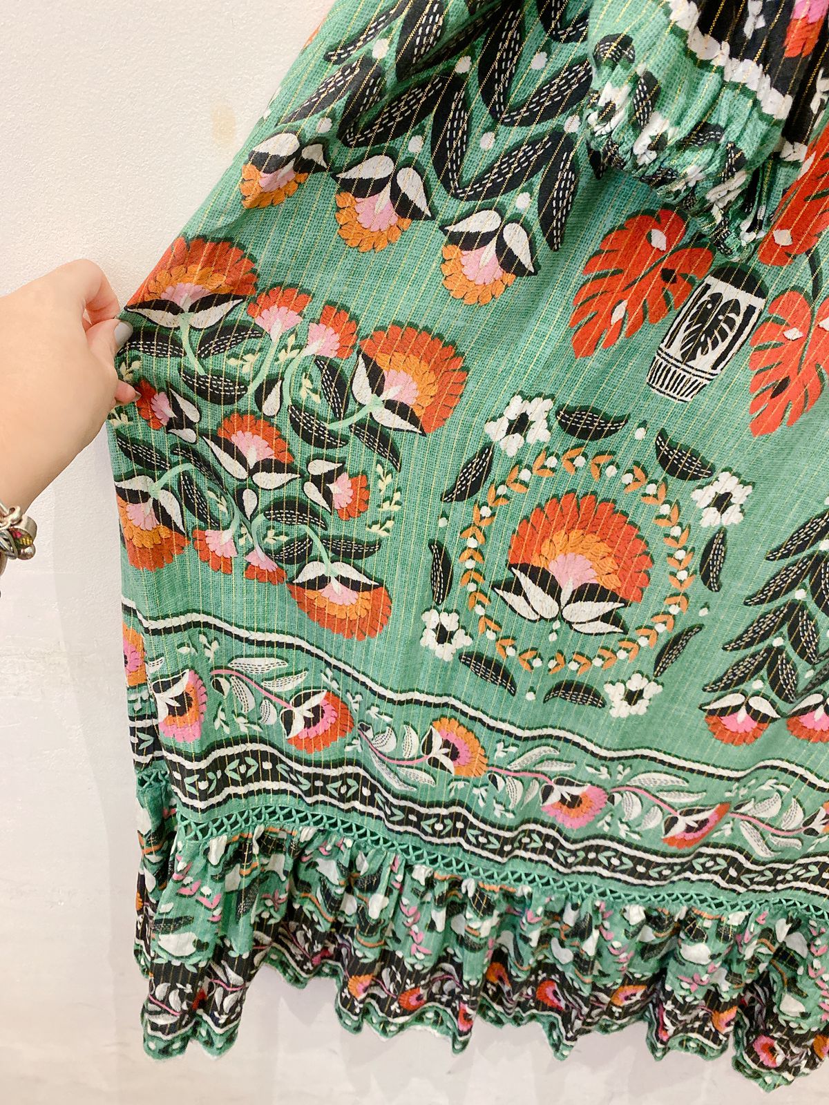 Vestido verde estampado cajus Farm G