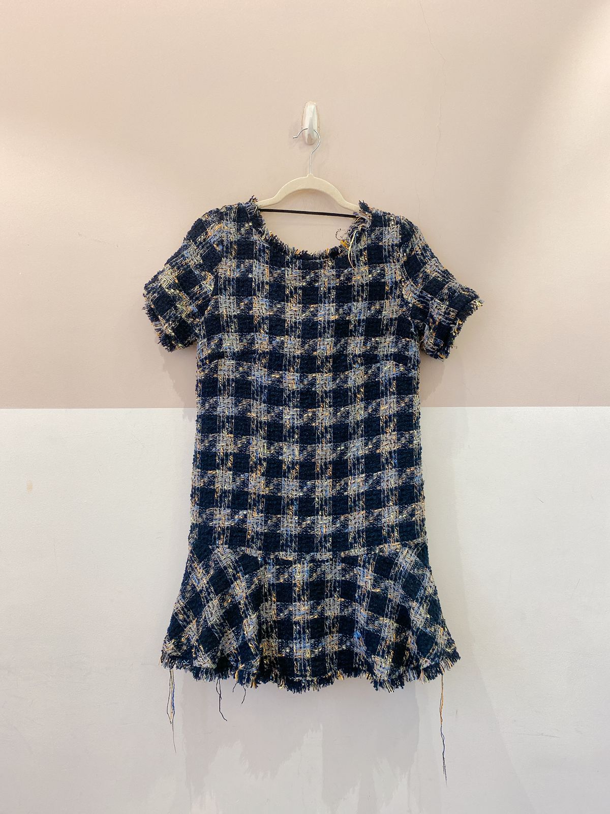 Vestido curto xadrez tweed Animale P