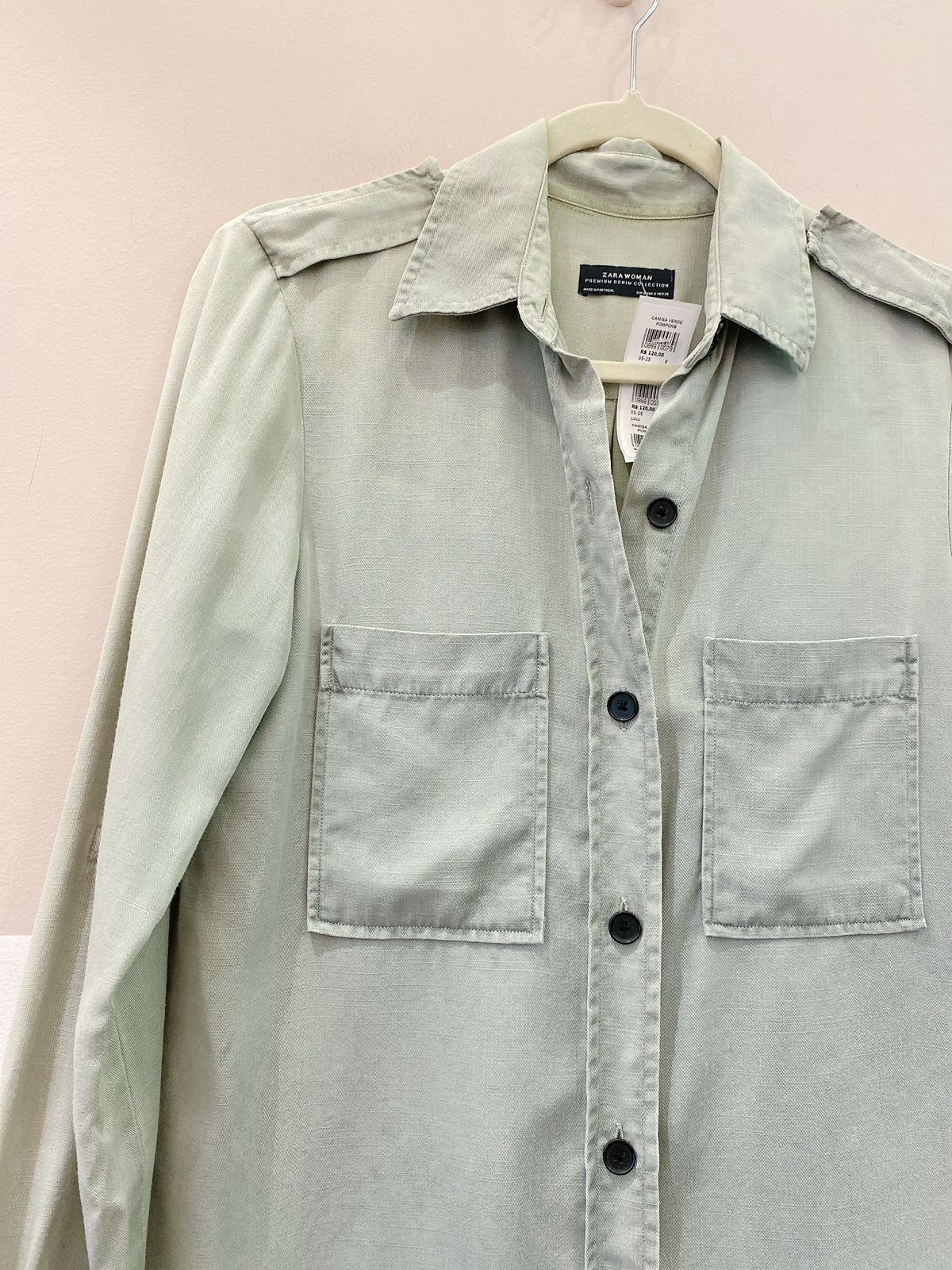 Camisa verde pompons Zara P