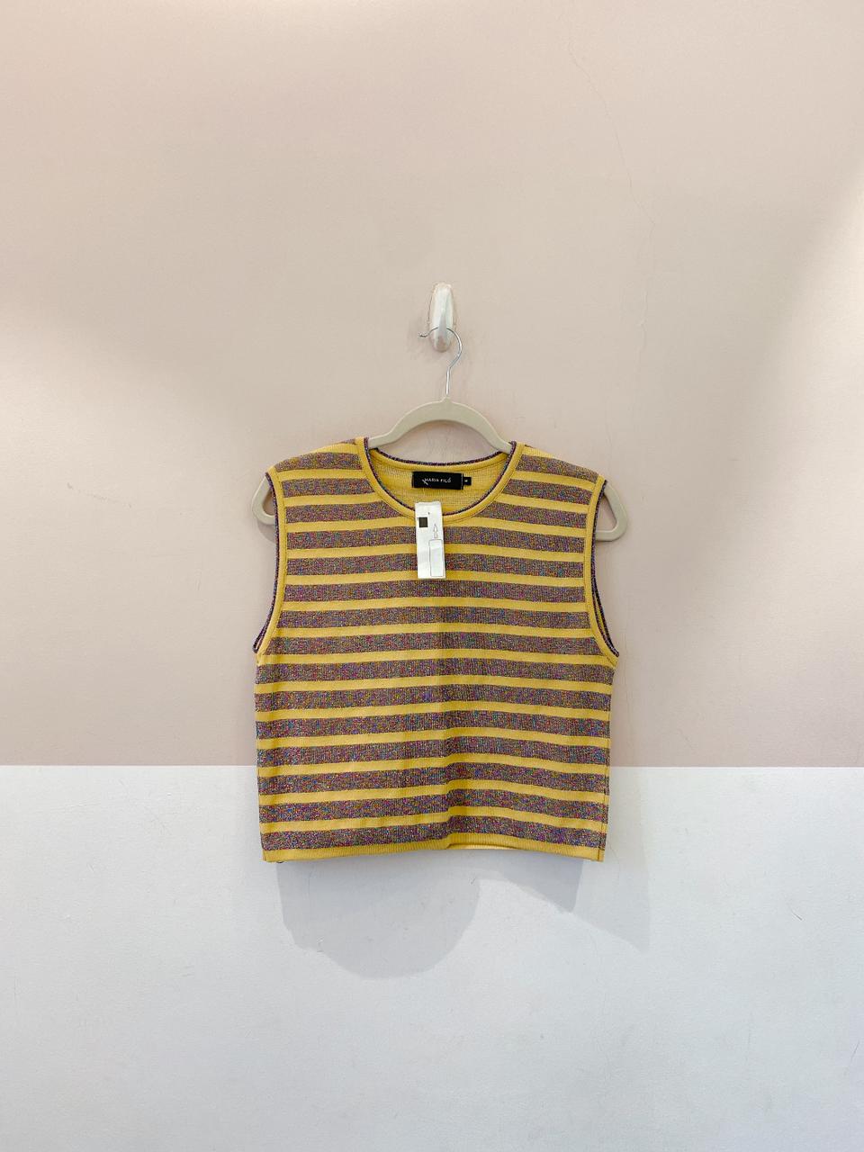 Blusa listrada tricot amarela Maria Filó M