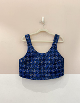 Cropped tecido brocado azul A. Niemeyer P