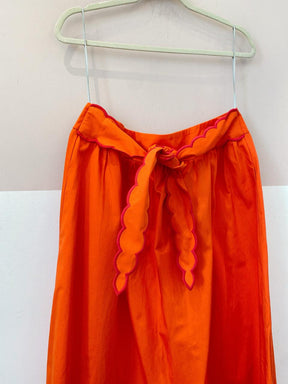 Saia midi laranja com faixa Maria Filó Suíte G