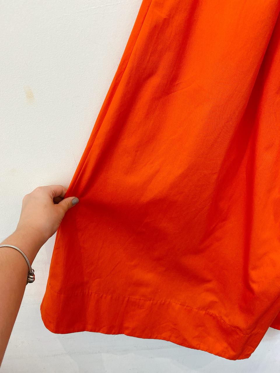 Saia midi laranja com faixa Maria Filó Suíte G