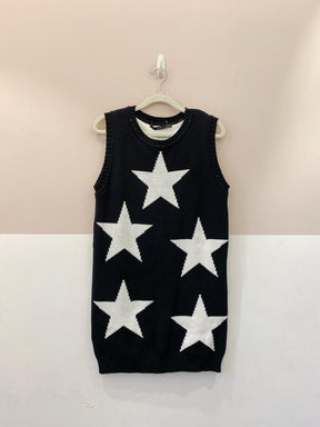 Colete tricot alongado estrelas Eva P