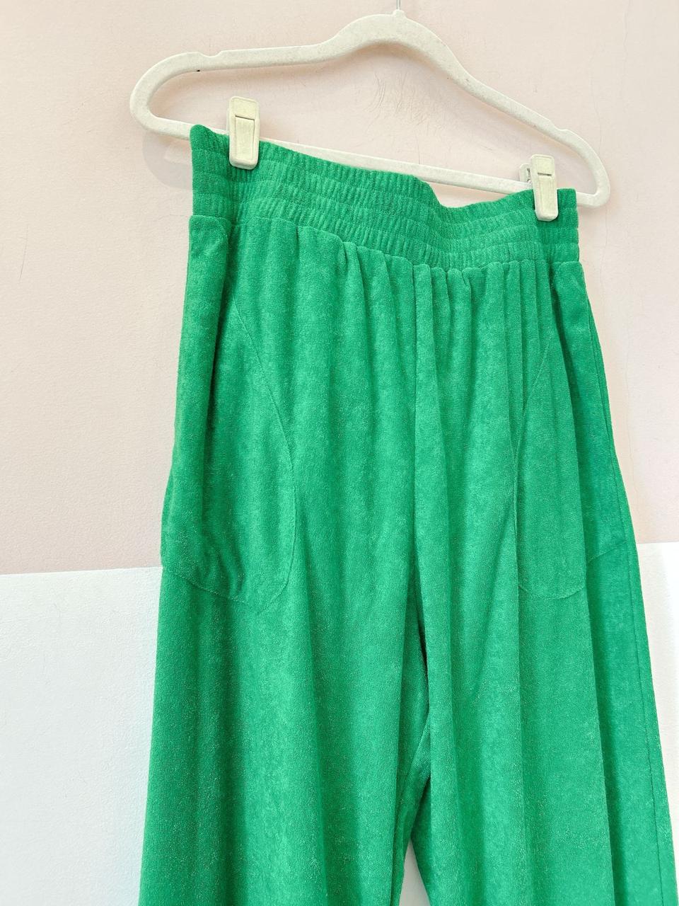 Calça atoalhada verde Pitta G