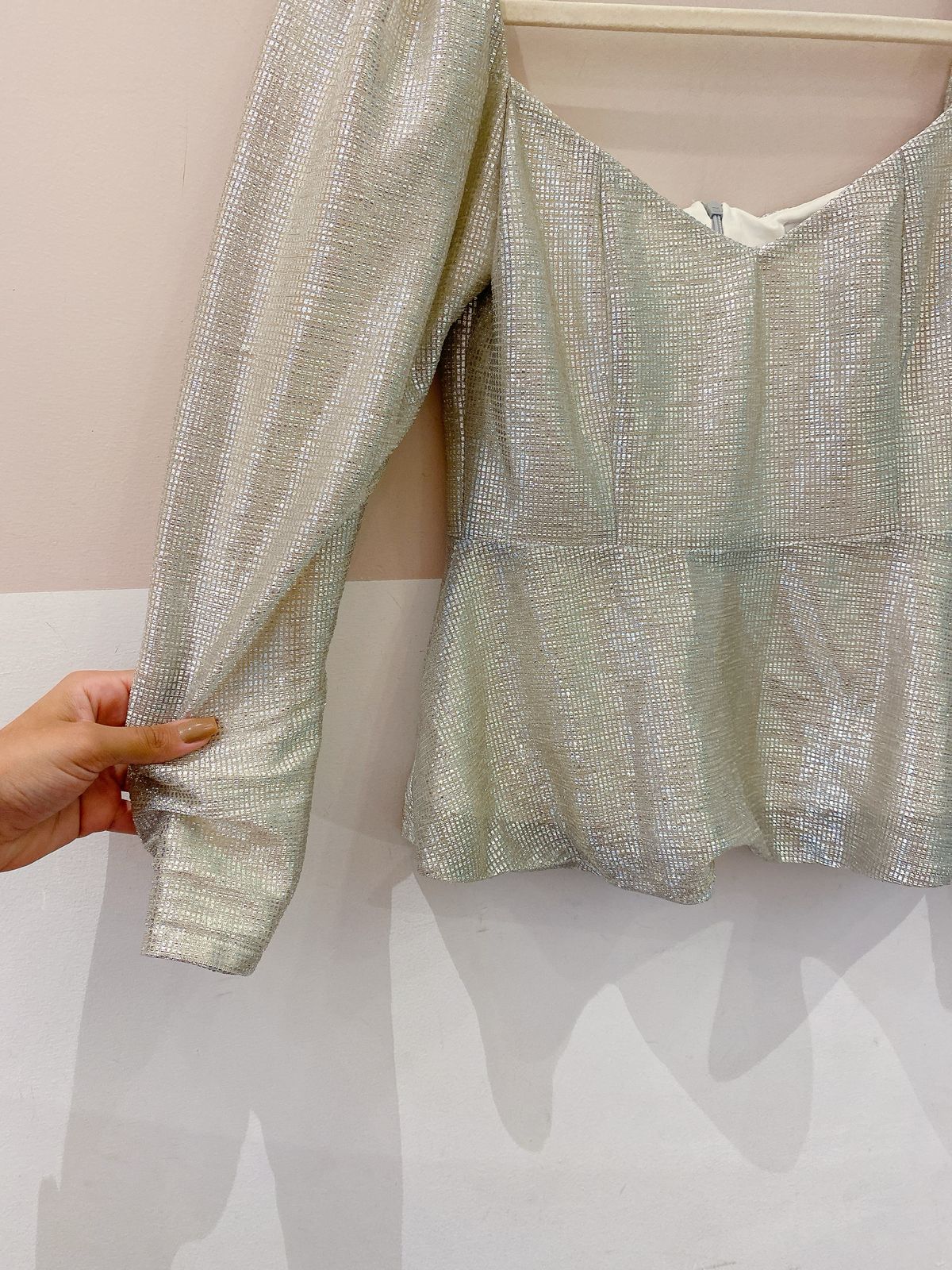 Blusa metalizado prata Eugênia Sanson 40