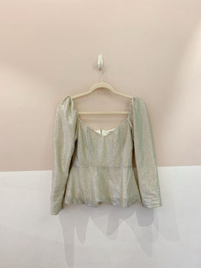 Blusa metalizado prata Eugênia Sanson 40