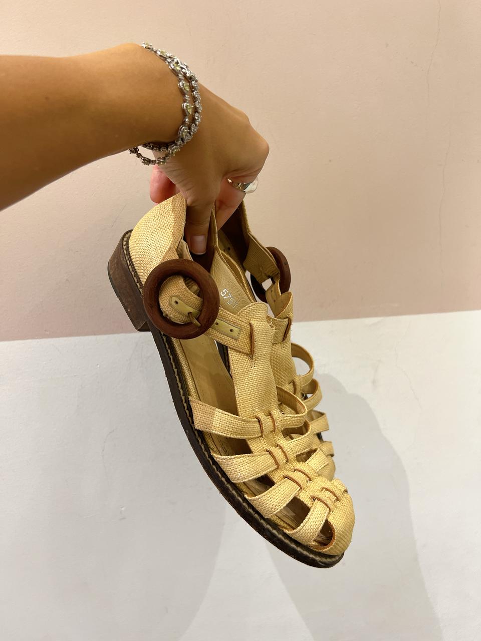 Sandália fishermann palha Marcela B 38