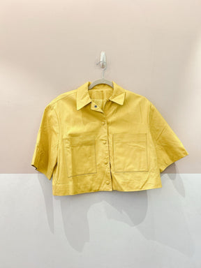 Blusa curta couro amarelo L’Cecci PP