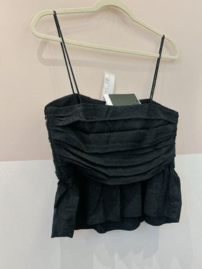 Top preto pregas peplum Animale 40