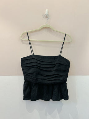 Top preto pregas peplum Animale 40