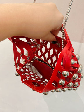 Bolsinha vermelha tachas Zara