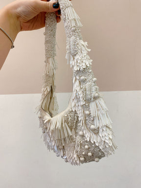 Bolsa miçangas branca Zara