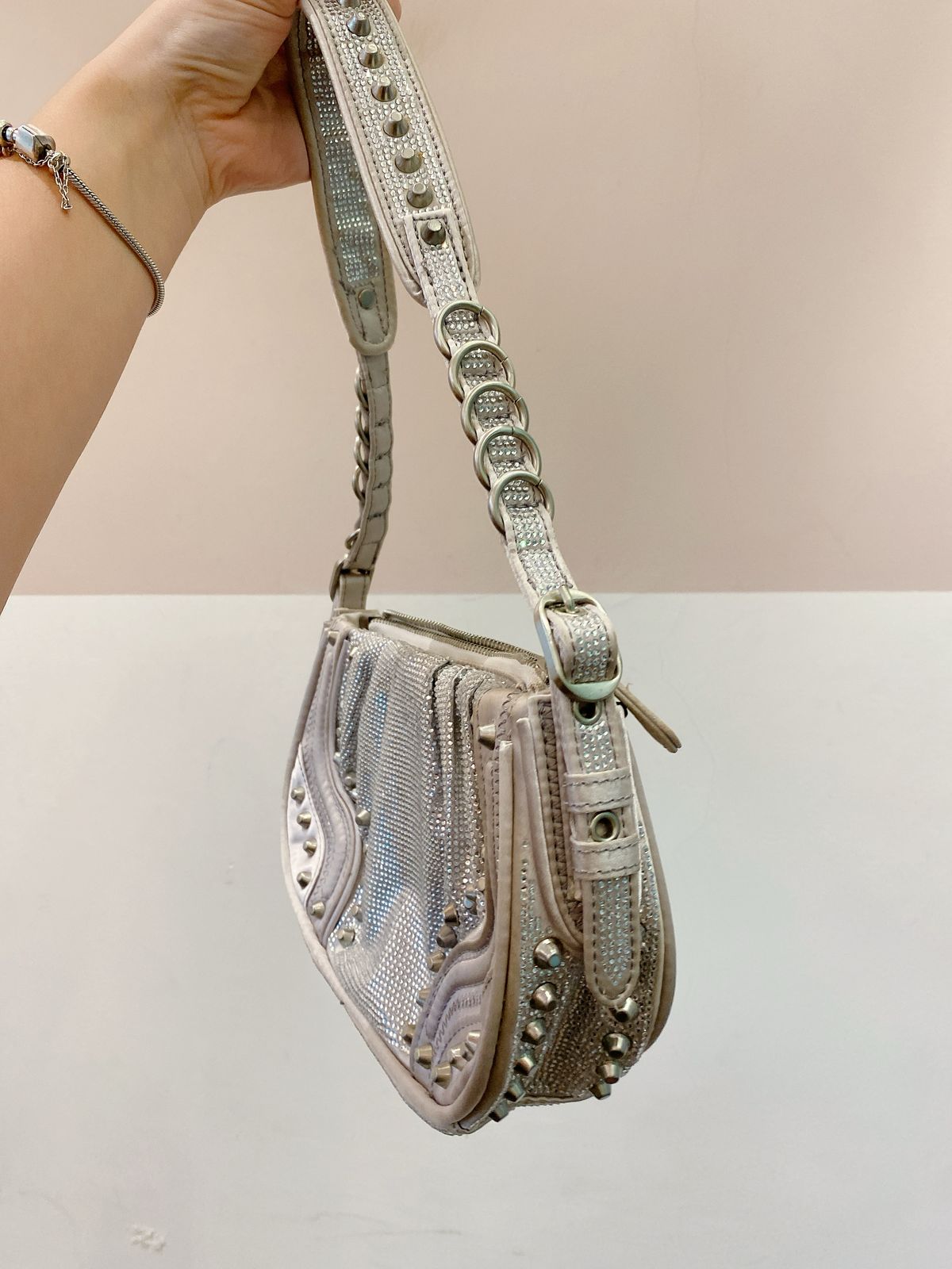 Bolsa brilhosa prata Zara