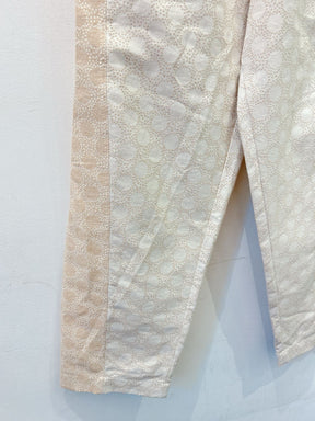 Calça palha tecido bordado Onni M