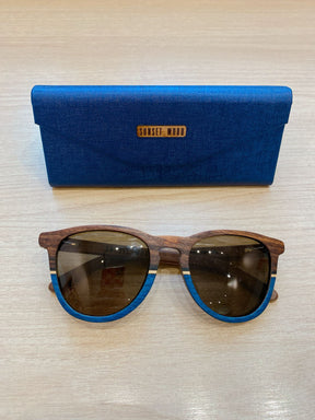 Óculos madeira/azul Sunset Wood
