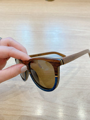 Óculos madeira/azul Sunset Wood