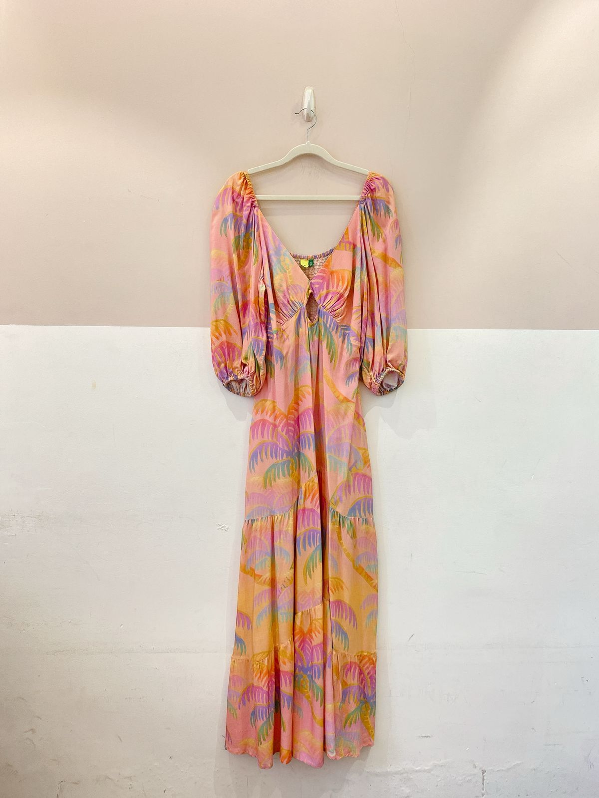 Vestido longo estampado rosa Farm M
