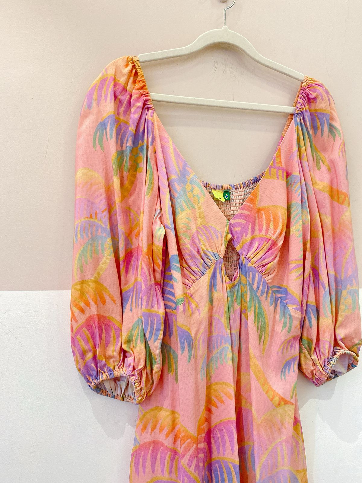 Vestido longo estampado rosa Farm M