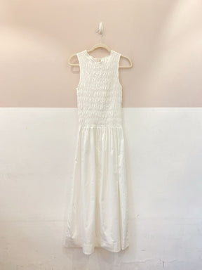 Vestido midi off white busto Panô M