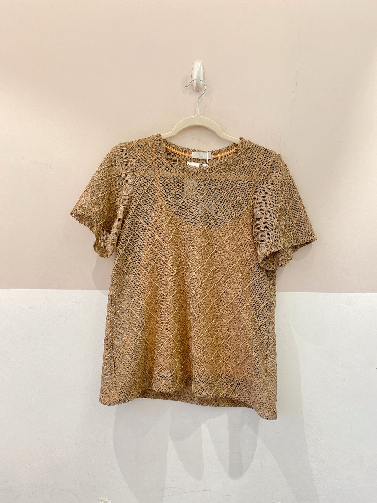 Blusa marrom tecido bordado Ideologic M
