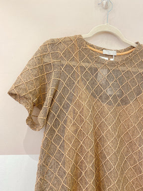 Blusa marrom tecido bordado Ideologic M