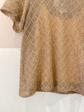 Blusa marrom tecido bordado Ideologic M