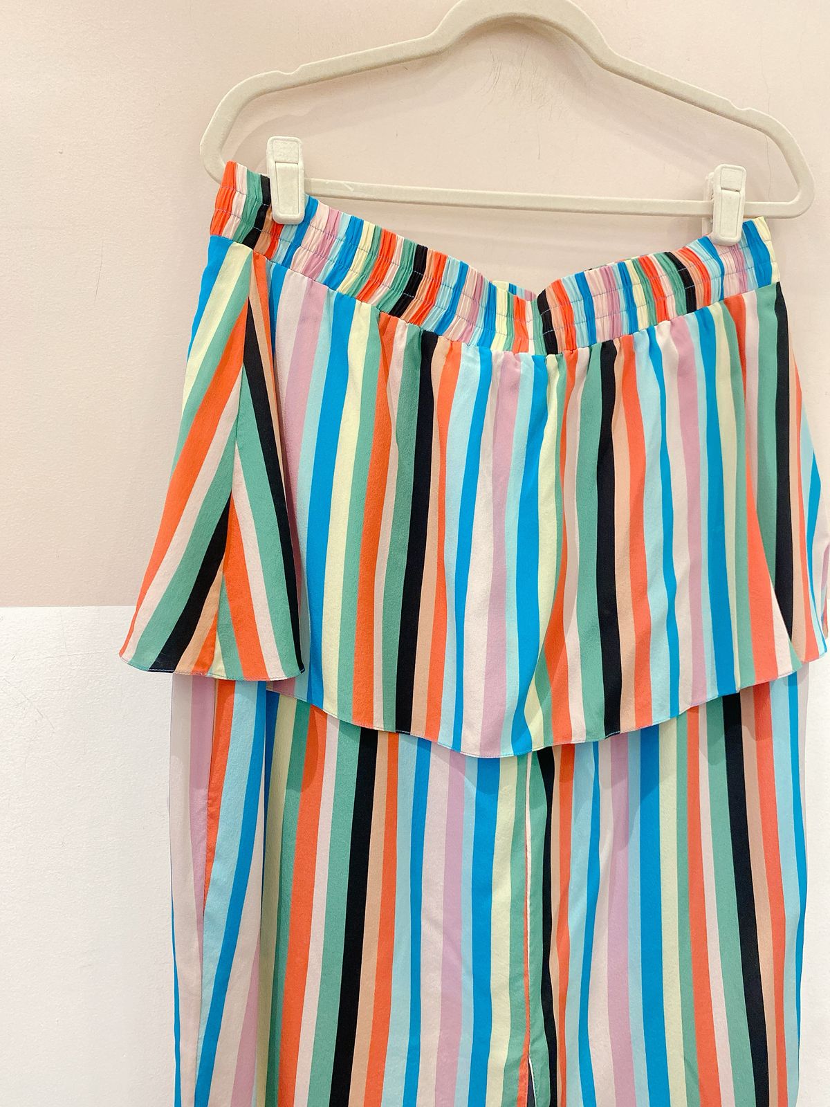 Saia midi seda listrada peplum Mixed 44