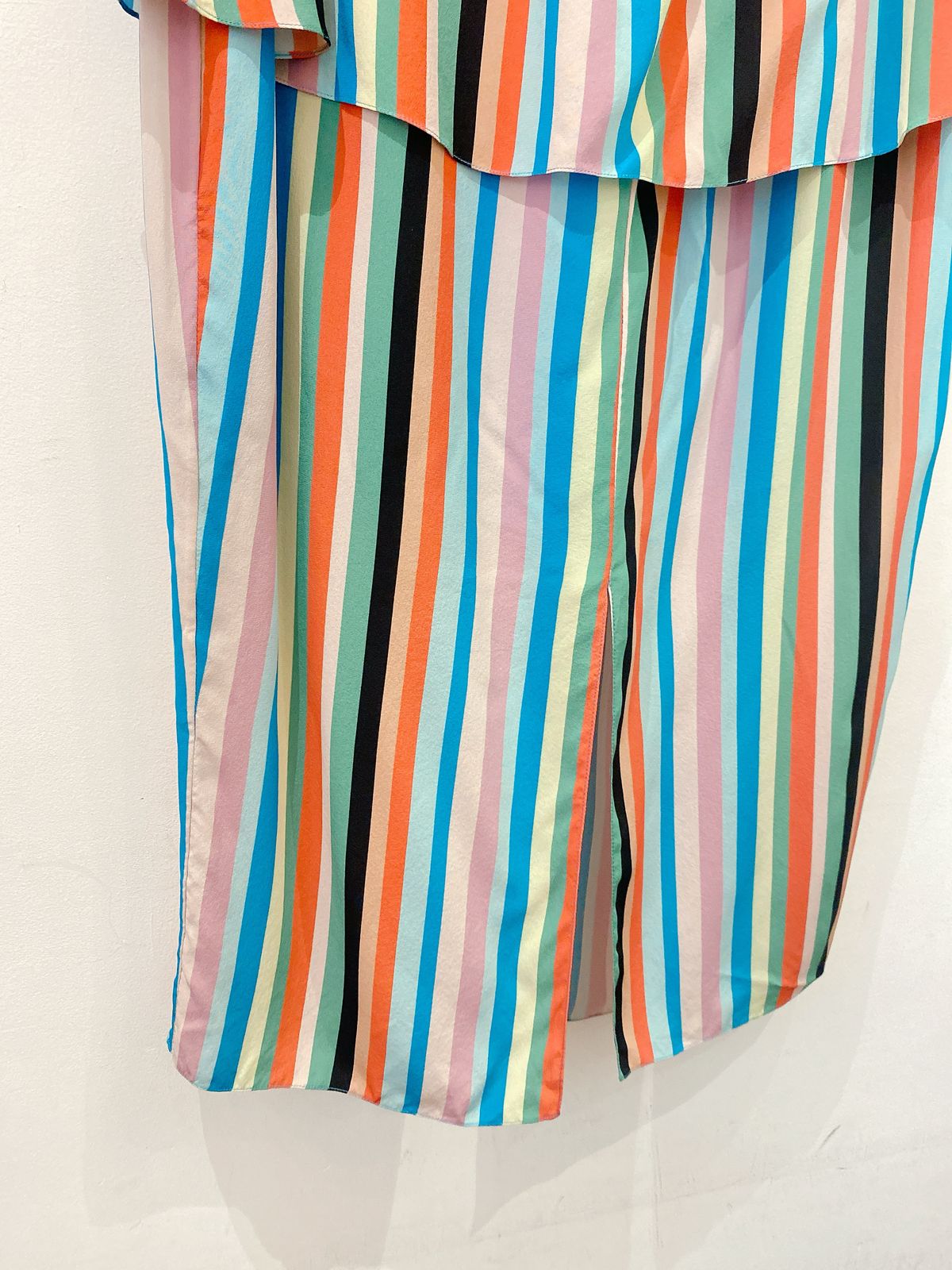 Saia midi seda listrada peplum Mixed 44