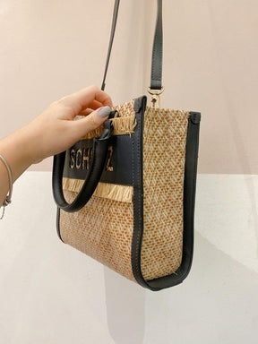 Bolsa palha detalhes pretos Schutz