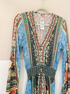 Vestido midi estampado botões Farm P