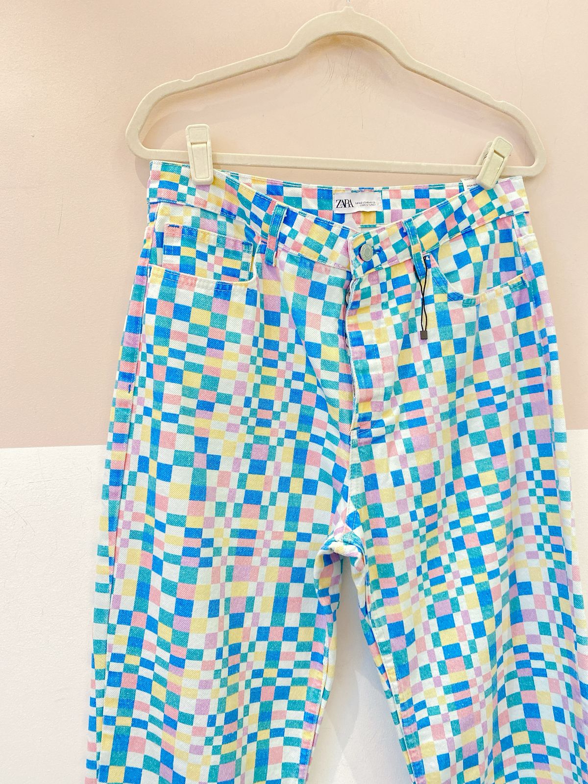 Calça sarja quadriculado Zara 40