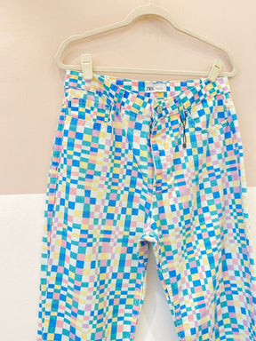 Calça sarja quadriculado Zara 40