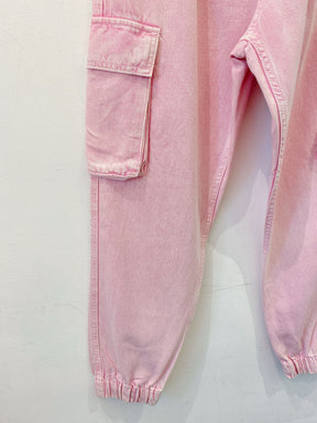 Calça jogger sarja rosa bolsos Bershka G