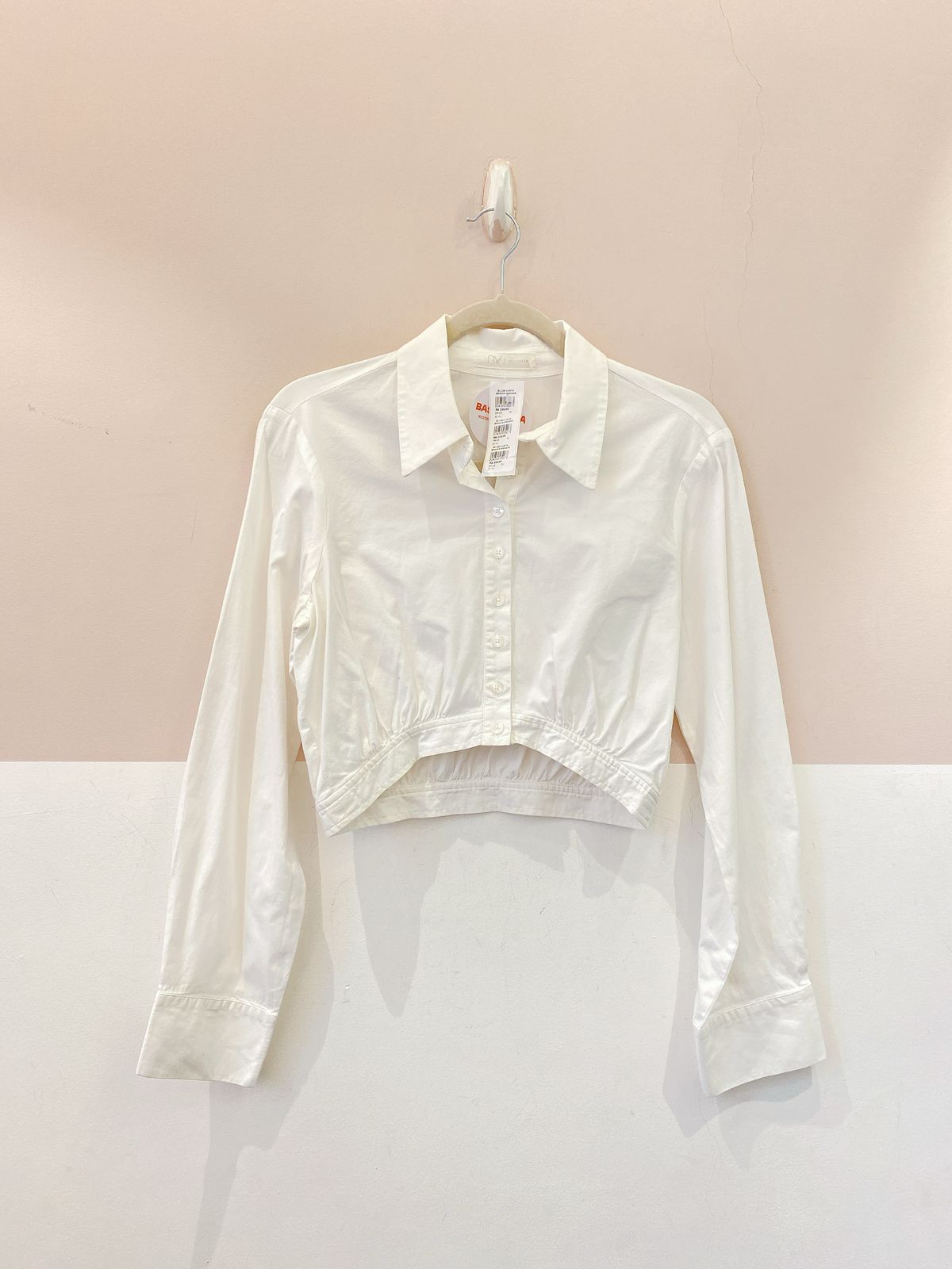 Blusa curta branca mangas BY NV M