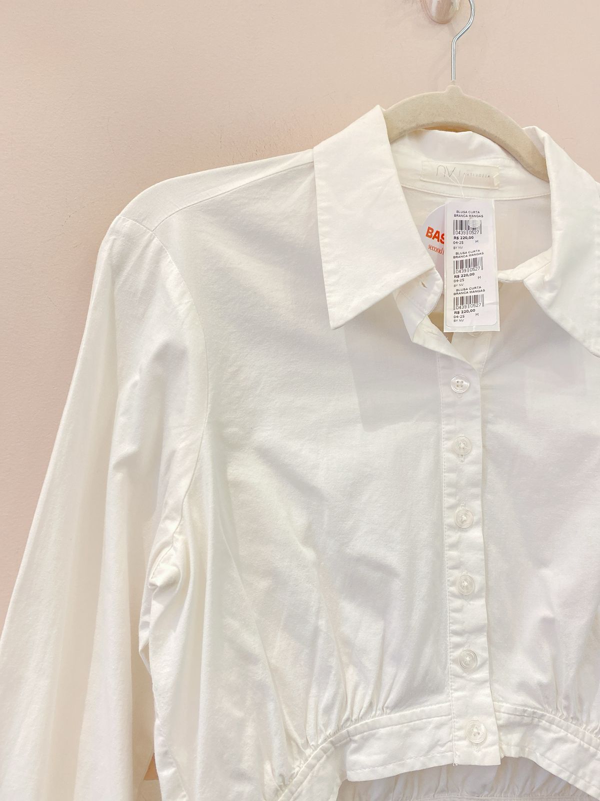 Blusa curta branca mangas BY NV M