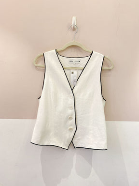 Colete alfaiataria off viés preto Zara P