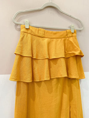 Saia midi mostarda peplum BY NV 36