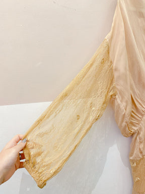 Vestido longo bege renda Zara M