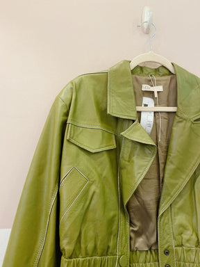 Jaqueta curta couro musgo BY NV M